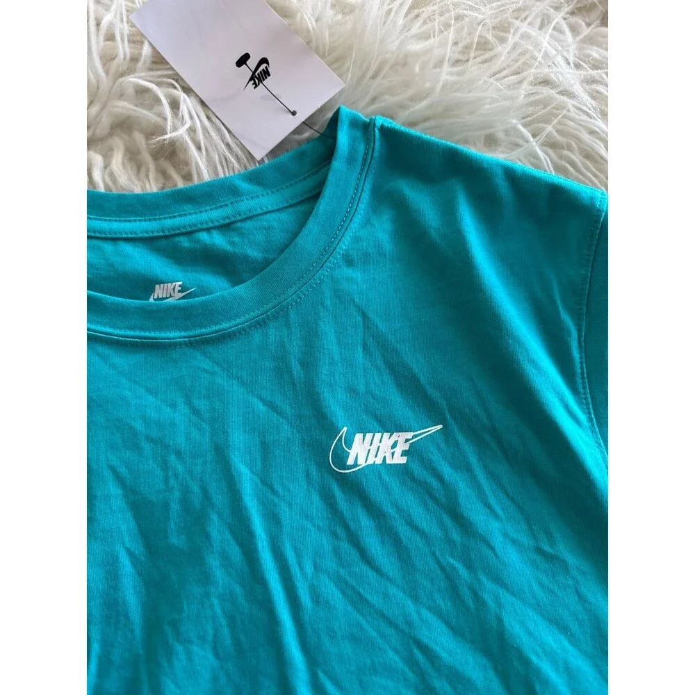Nike Club Sleeveless Crop Logo Tee Dusty Cactus Size Large